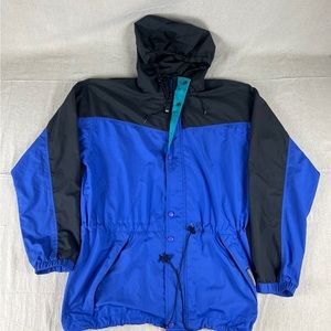 Vintage Helly Hanson Rain Jacket Silmond Men's Color Block Blue Black